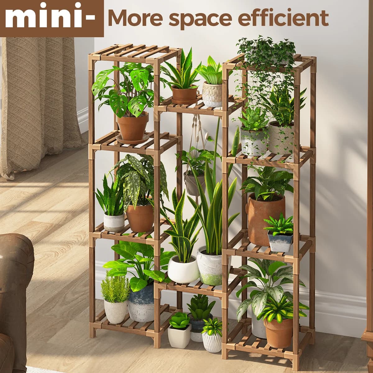 Plant Stand Indoor Outdoor Tall Plants Shelf For Multiple Plants Pots Wood Flower Stand Large 11 Pots Plant Holder For Living Ro
