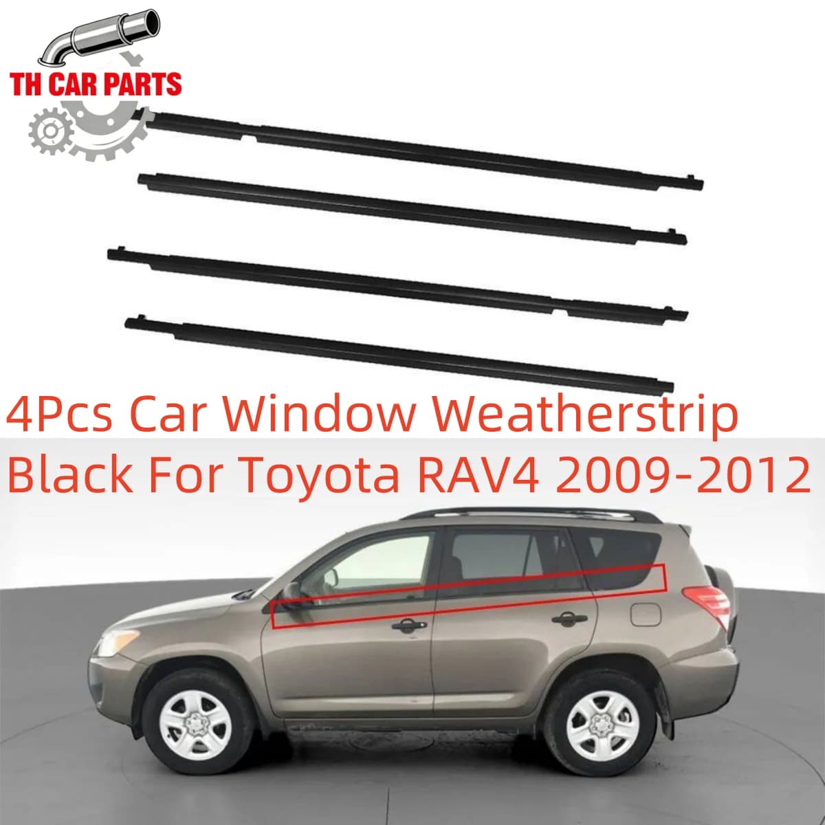 4 Pezzi Guarnizioni Finestrini Auto Nere per Toyota RAV4 2009-2012, Modanature Finestrini 75720-0R020 75710-0R020