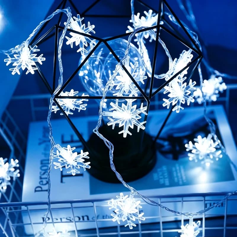 USB Snowflake Fairy String Light Winter Holiday Cozy Night Ambience Lighting Decorative Gift Ornament Lamp Glow Room Decor