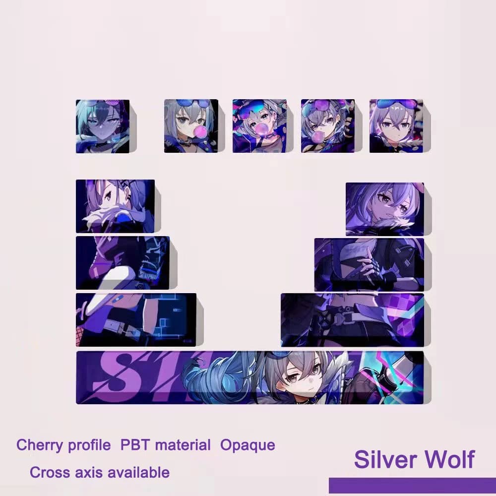 Honkai Impact 3 Keycap 12Key/Set Anime Character Sparkle Therma Sublimation Cherry Profile Mechanical Keyboard Supplement Keycap