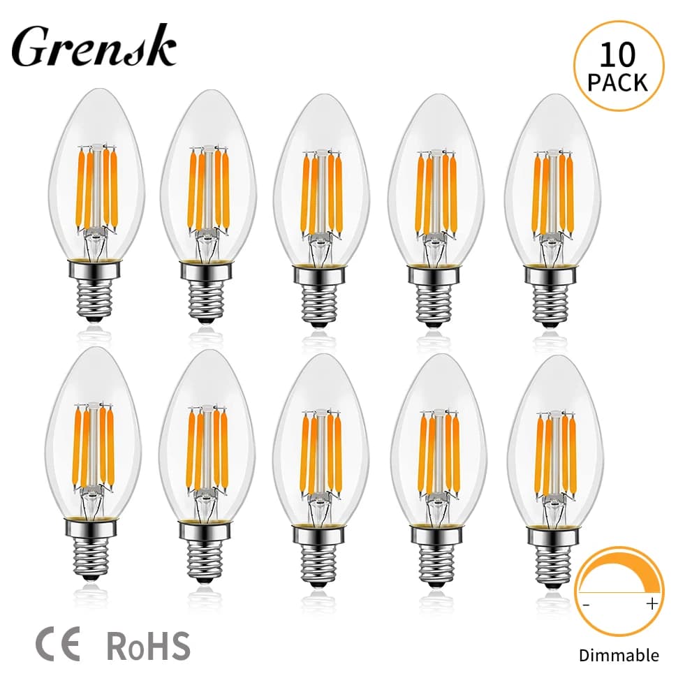 Lampadina a candela C35 E14 Base per candelabro 4W 6W Lampadina Edison dimmerabile 2700K Lampada di ricambio per lampadario bianco caldo freddo 6000K