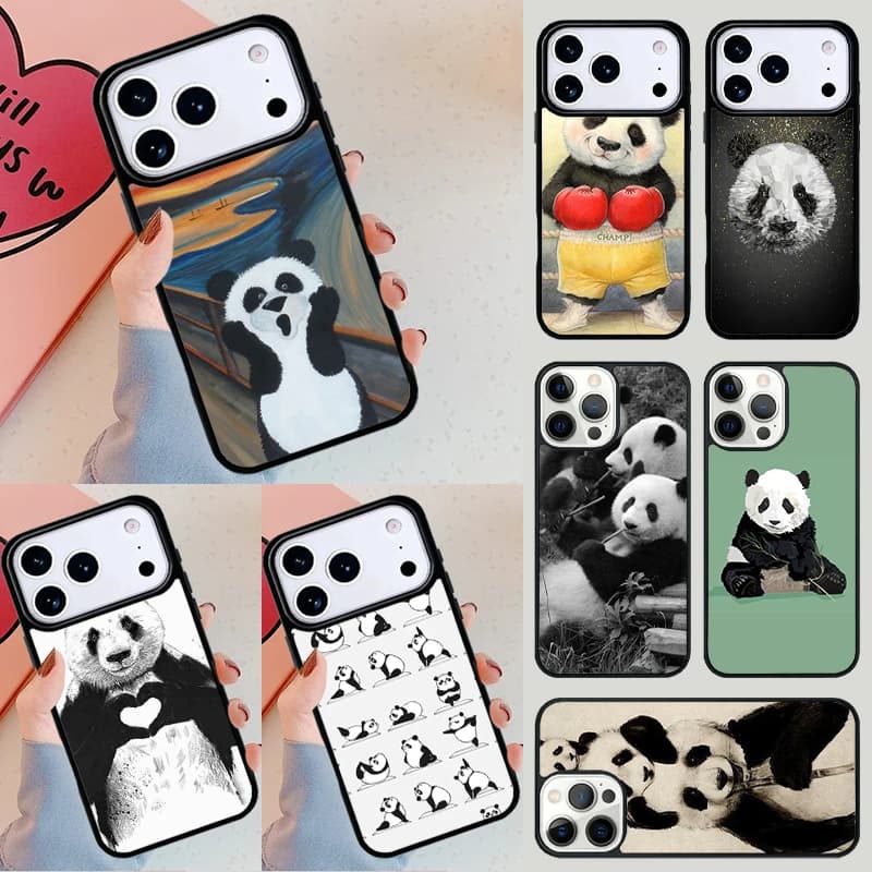 Custodia per telefono alla moda con simpatico panda per Apple iPhone 17 Air 16E 15 14 Plus 13 12 11 Pro Max Mini Funda Cover