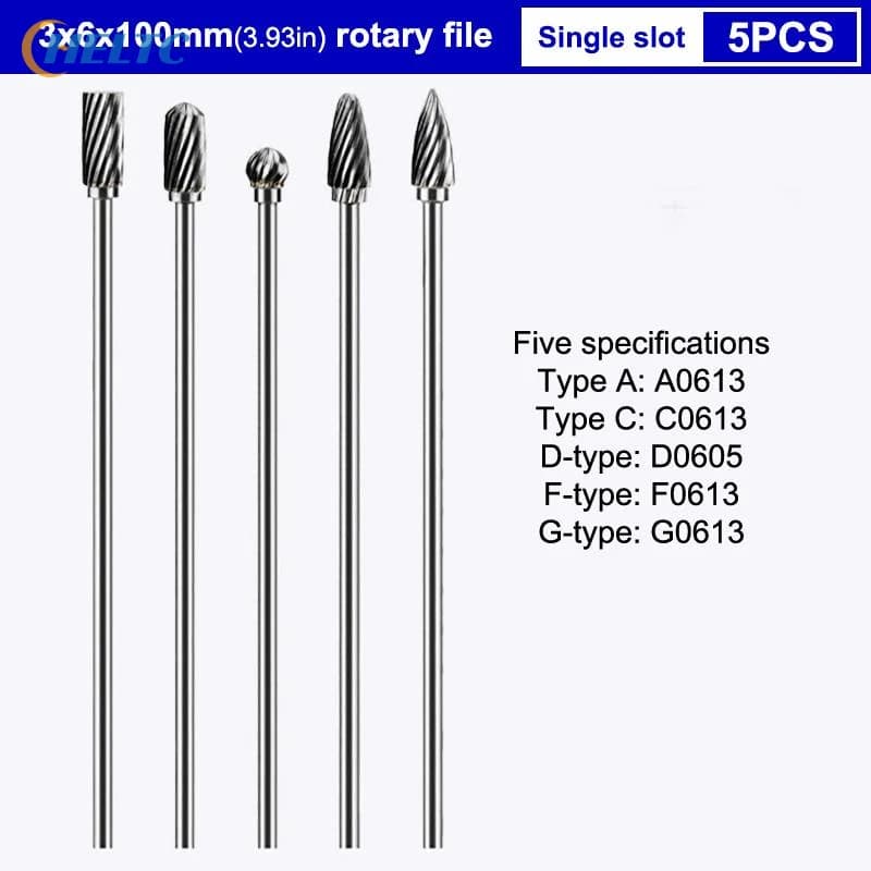 Set di frese rotative in carburo monoblocco da 3x6x100mm (1/5 pezzi) - Utensili rotanti, frese in lega dura, testa lucidante