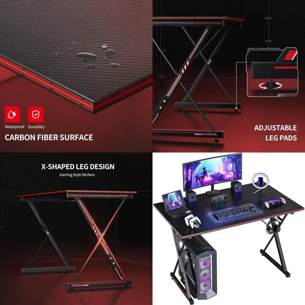 Scrivania da Gaming 32: Scrivania Compatta per Computer per Casa, Ufficio, Giocatori e Postazioni di Lavoro - Nero Elegante