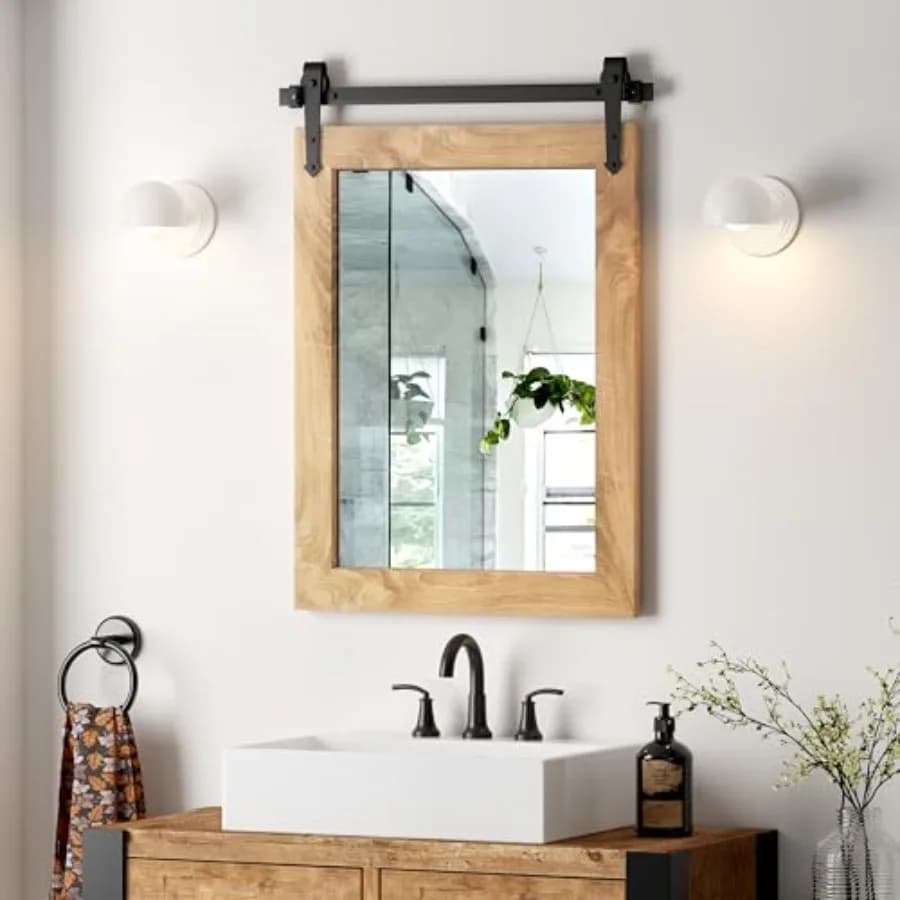 Specchio Rustico Stile Fienile 22"x32" - Specchio Decorativo da Parete per Bagno, Soggiorno, Ingresso