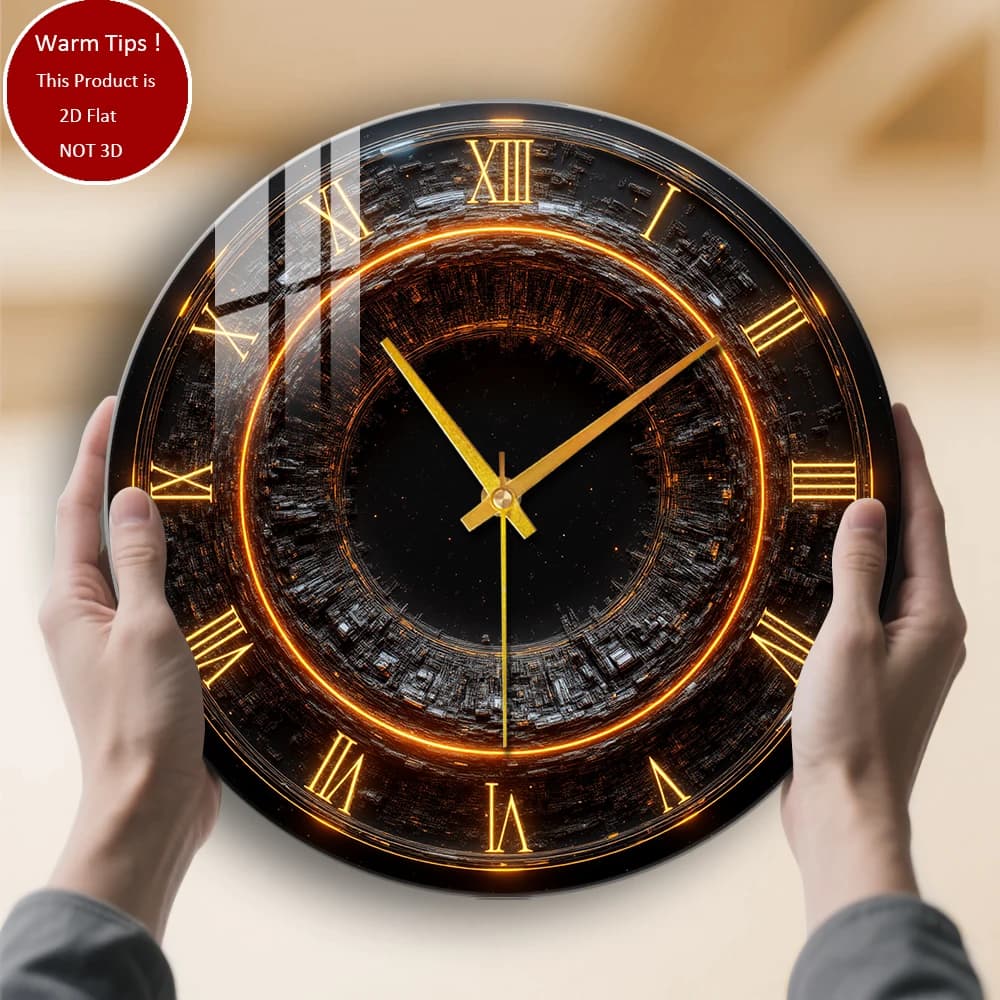 Tempered glass wall clock with Roman numerals, design suitable for wall decorations or table display everywhere