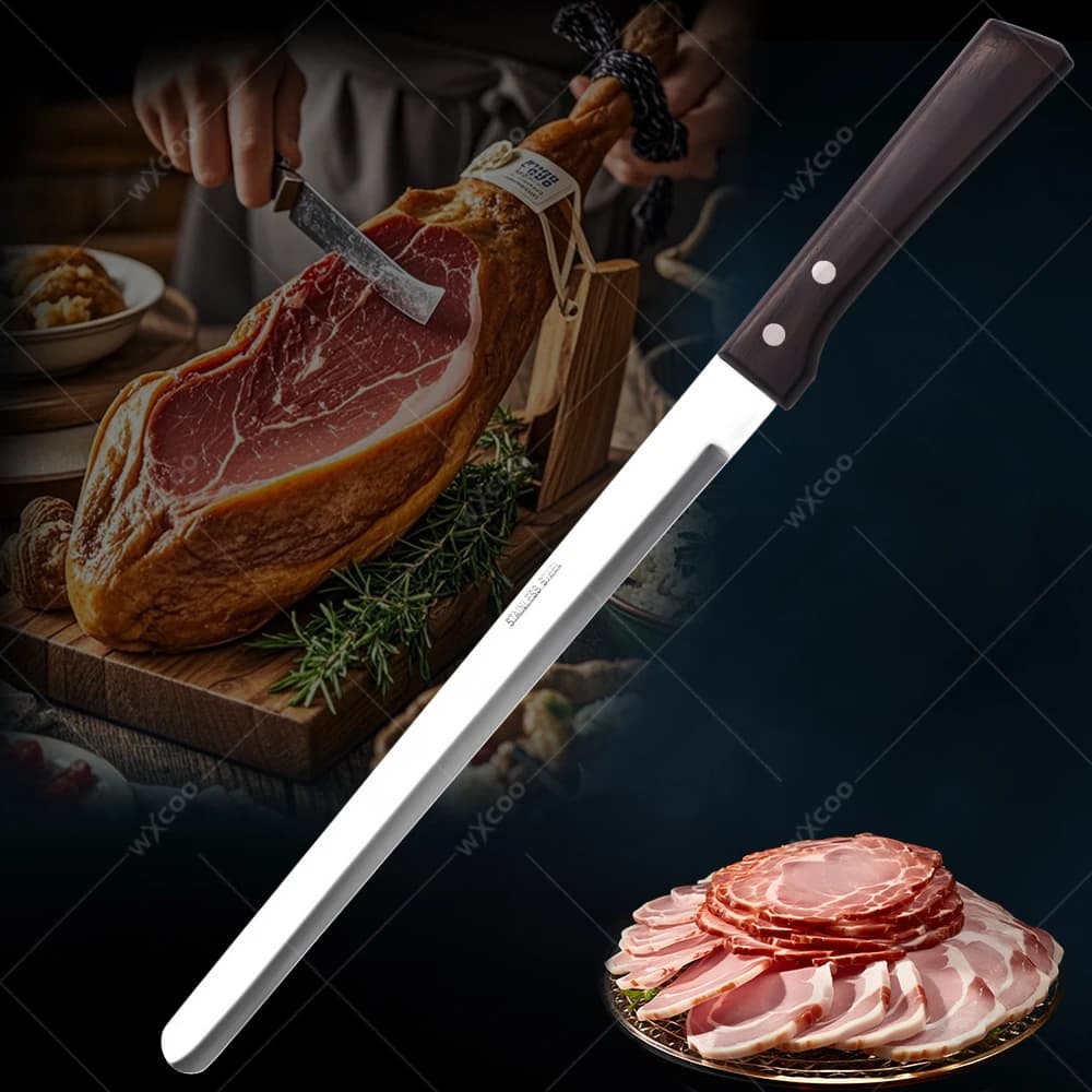 50Cr15MoV Coltello da prosciutto in acciaio inossidabile Coltelli da cucina Coltelli da chef Taglio di carne BBQ Carne Pesce Carne congelata Affettatrice Coltello Strumento di cottura