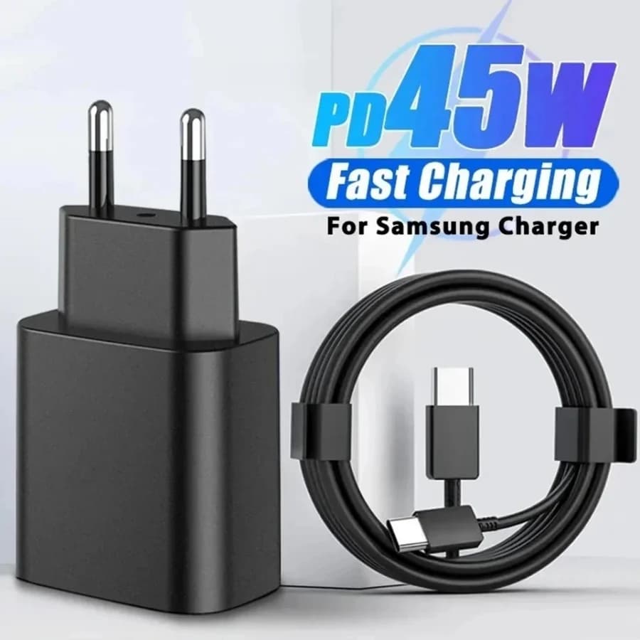 Adattatore di Ricarica Rapida 45W per Tablet Lenovo e Samsung Galaxy S24FE S24Ultra S23 S22 Serie Flip Fold A06 A16 A15 A35 A55