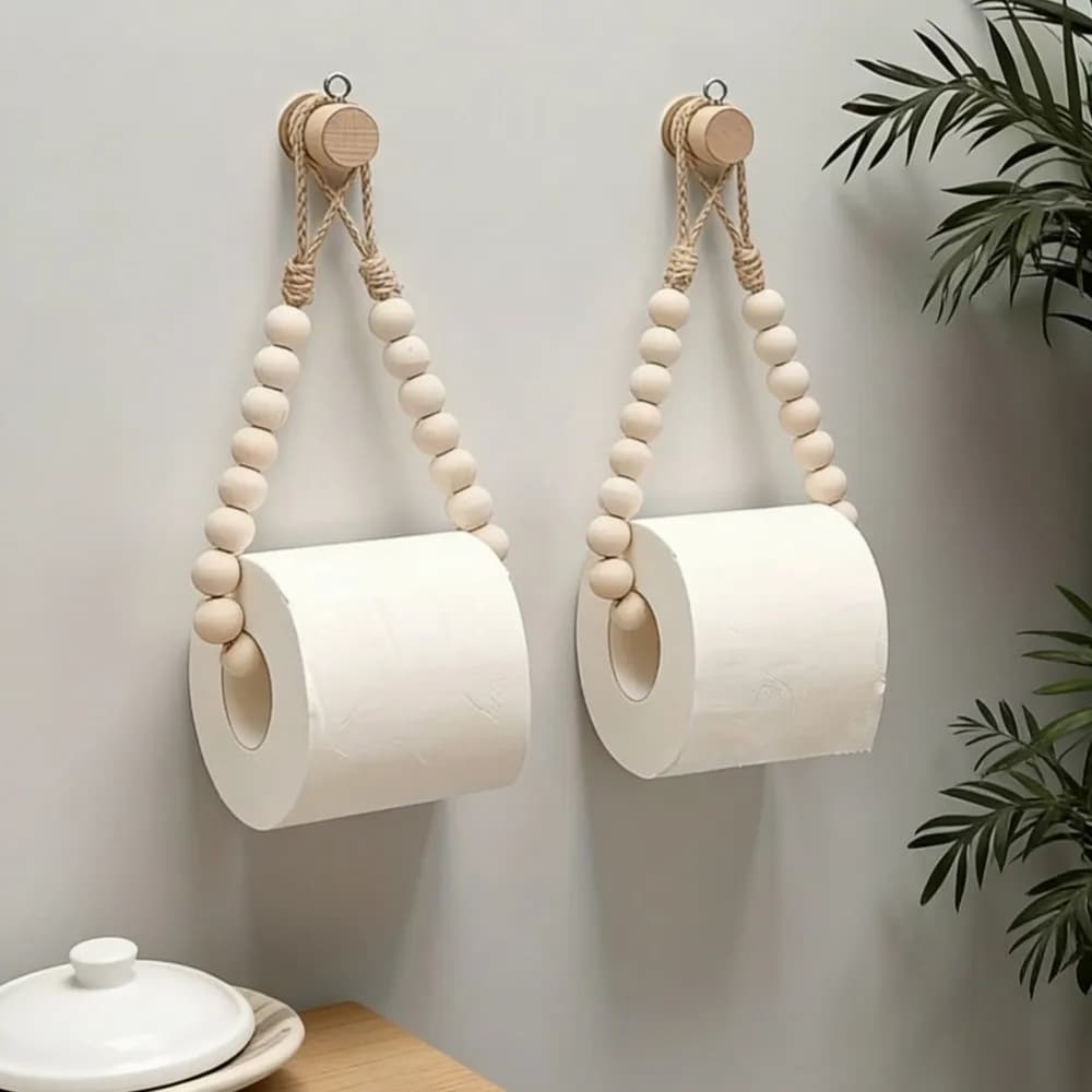 Farmhouse Decor Wooden Toilet Paper Holder Rustic Boho Paper Organizer Decorative Easy Instal Tissue Rack Bathroom
