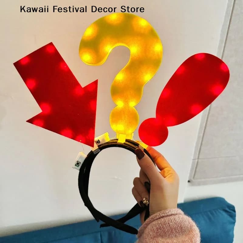 Creative Arrow Light Headband Funny Question Mark Hair Band Christmas Favors Girl Headgear Holiday Hair Hoop Costume Headpiece