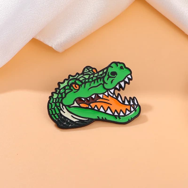 Hot Sale Unisex Alligator Head Enamel Pin Brooch for DIY for Clothes Bags Shoes Hat Scarf T-shirt Jeans Decoration Metal Badge