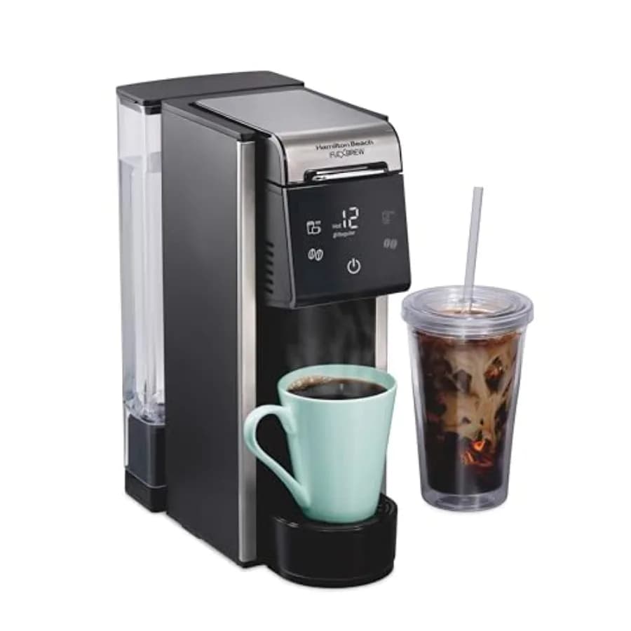 FlexBrew Advanced 4-in-1 Single Serve Coffee Maker for Hot Iced Drinks Black Removable 45 oz Water Reservoir Compatible with Po