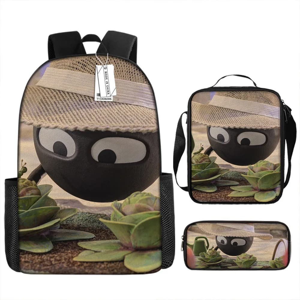 Set di 3 Borse Scolastiche di Lusso con Stampa 3D a Forma di Isola, Zaino per Laptop, Borsa Pranzo e Astuccio