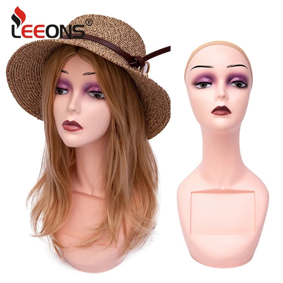 Mannequin Head Model Head Manikin Head With Long Neck Display Pvc Doll Head For Wigs Hats Glasses Scarves Jewelry Makeup