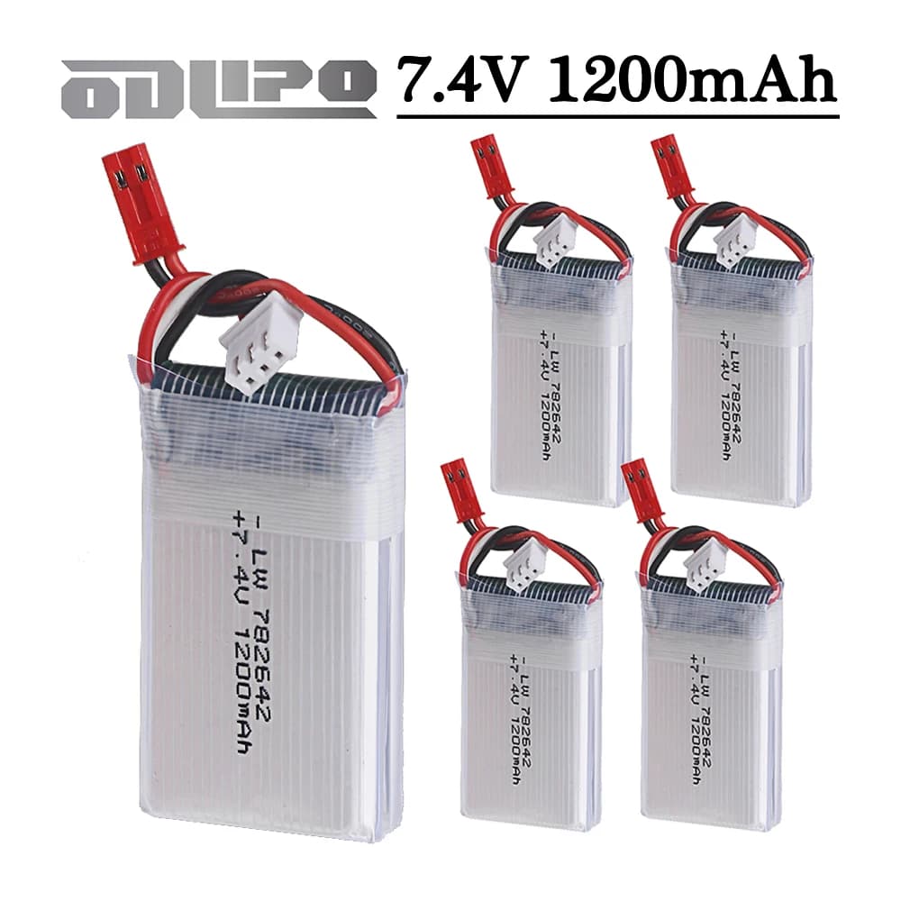 Batteria Lipo 7.4v 1200mah con SPINA JST Per MJXRC X600 U829A U829X X600 F46 X601H JXD391 FT007 RC Drone Barche Batteria di Ricambio