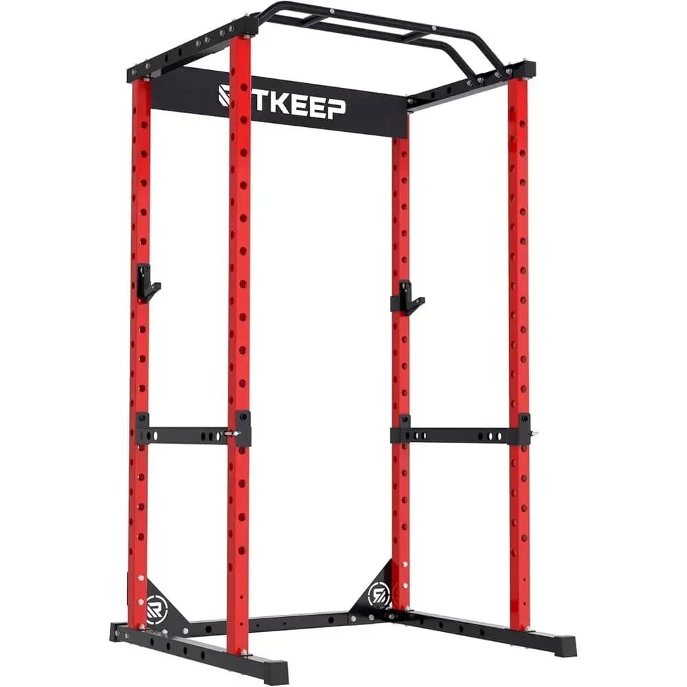 2250lb Capacity Home Gym Power Rack with Multi-Functional Strength Training, Pull-Up Bar, J-Hooks & Safety Bars
