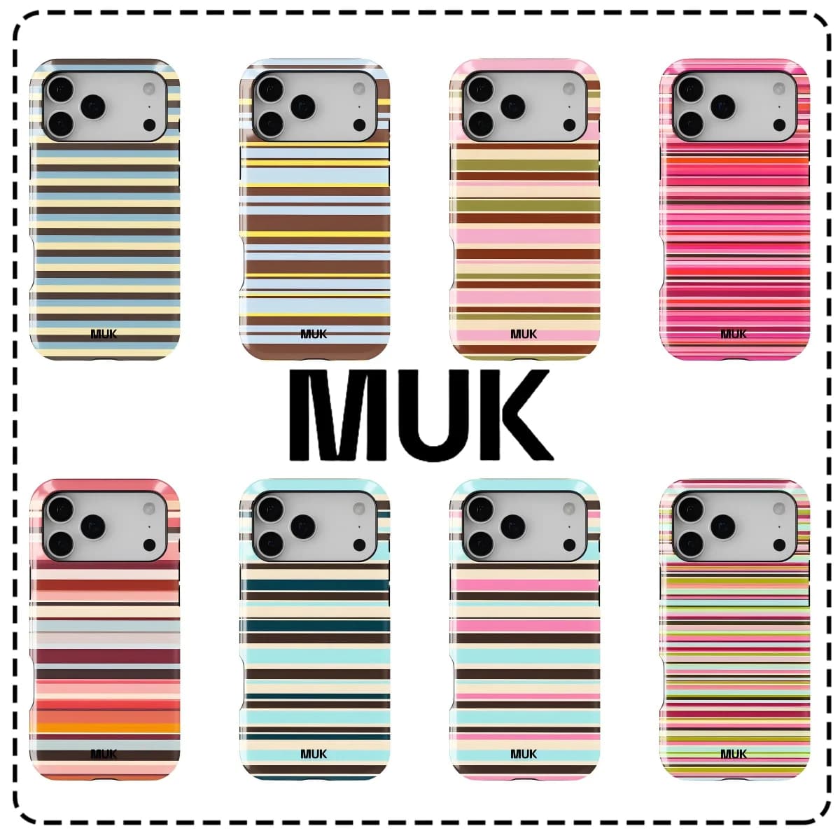 MUK Retro Horizontal Line Phone Case for iPhone 17 17e 16e 16 15 14 13 12 11 X XS XR XSMAX 7 8 Air Pro Max Plus Double-layer