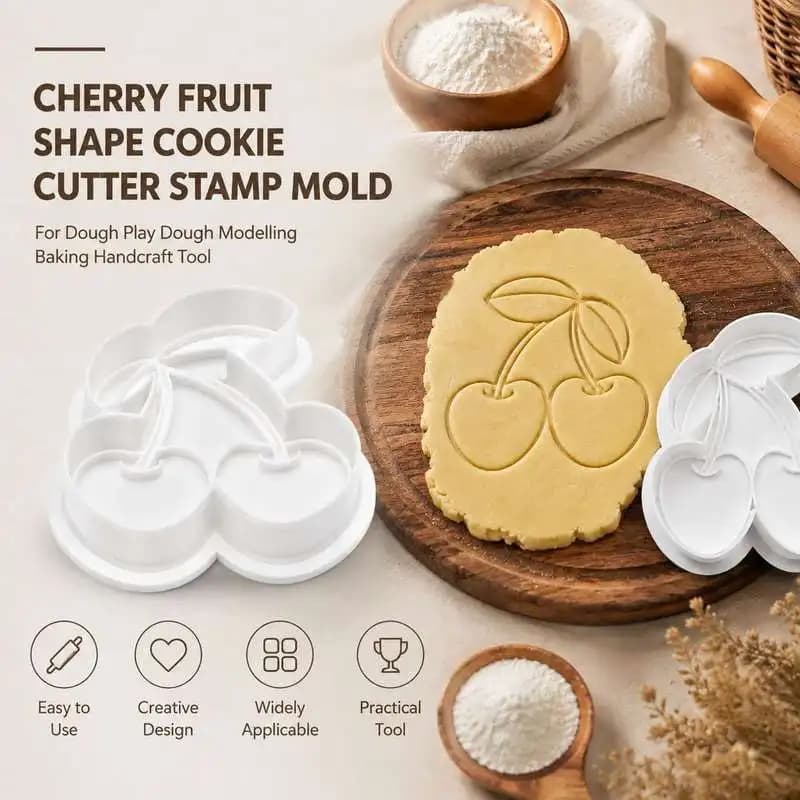 Baking Mold Stamp Cherry Fruit Form Cookie Cutter For Dough Play Dough Art Craft Shaping Supply