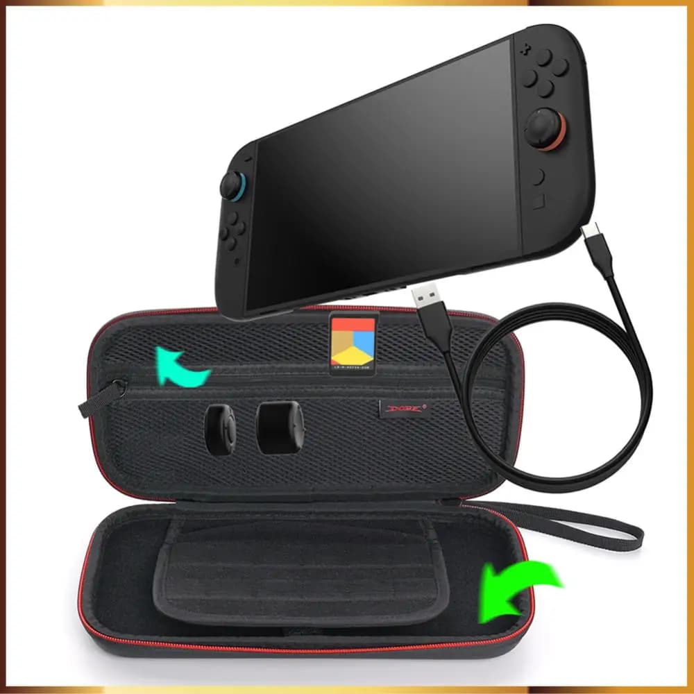 Custodia per il trasporto in EVA con tasche in rete, borsa portaoggetti portatile con scatola porta cartucce di gioco a 8 bit, custodia per console di gioco per Switch 2