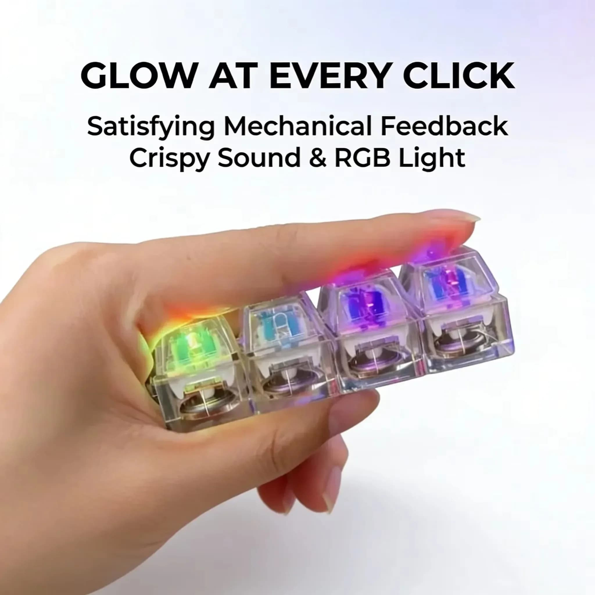 Tastiera Meccanica a 4 Tasti con Keycap Fidget Toy, Trasparente con Luce LED, Giocattolo Antistress Portatile per Lavoratori d'Ufficio e Studenti