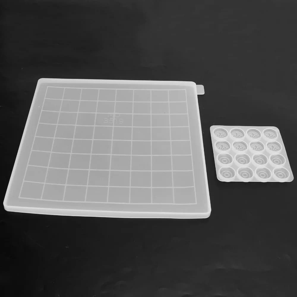 Set di 2 Stampi in Silicone Flessibile per Scacchi e Dama, Trasparenti, per Creazioni Fai-da-Te