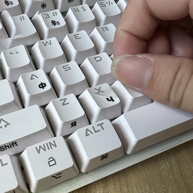 [Russian Language] Tear-Off Film Keyboard Sticker Desktop Laptop Key Sticker Single Film Universal Side Engraving Sticker