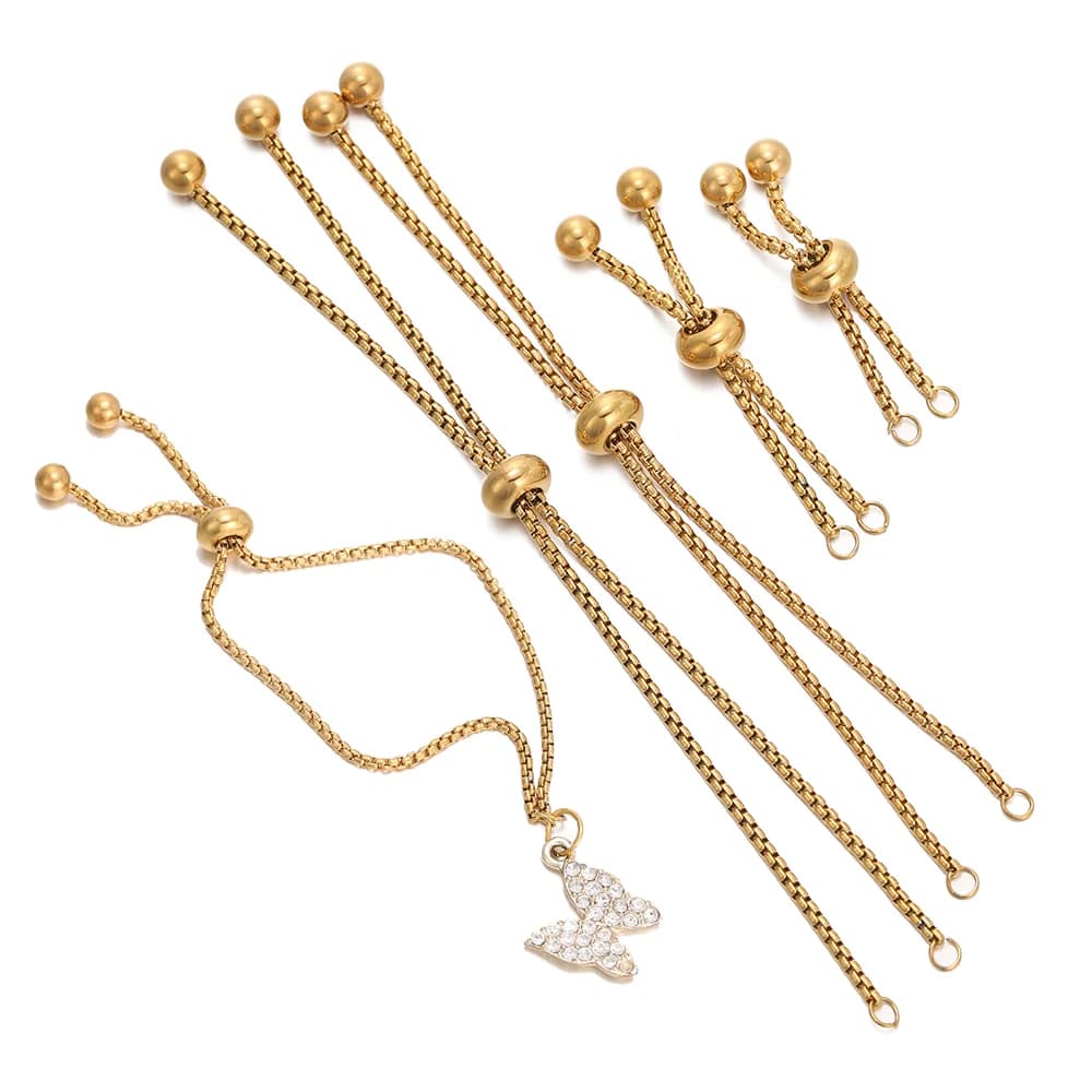 Catena di estensione di regolazione in acciaio inossidabile da 3 pezzi/lotto con perline a sfera per accessori per la creazione di gioielli con pendenti per collane fai da te