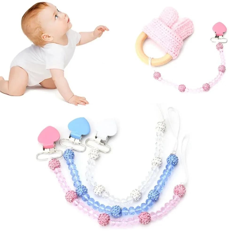 Ciucci per neonati Attache Tetine Dentizione per bambini Clip per ciuccio Succhietto Porta catena per capezzoli Ciuccio universale Finto ragazza Cristallo