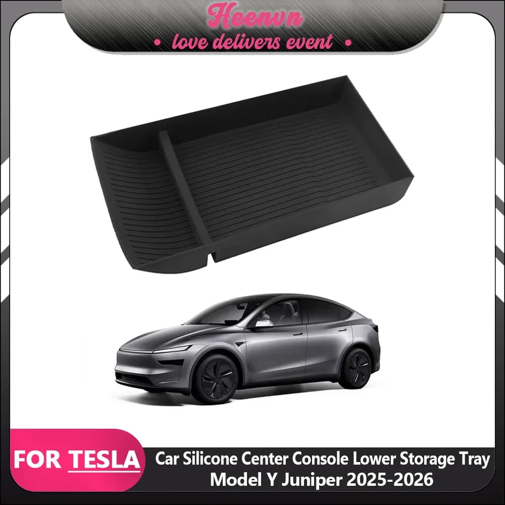 Coperchio Organizzatore per Vano Portaoggetti Nascosto Inferiore della Console Centrale in Silicone, Accessori Interni per Tesla Model Y Juniper 2025 2026