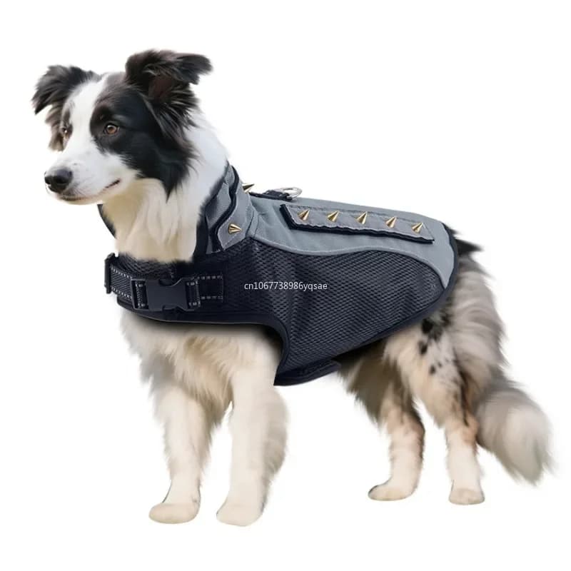 Gilet impermeabile per cani a spillo Pettorina regolabile per animali domestici con punte Gilet riflettente anti-coyote per cani Gilet di protezione per cani per esterno