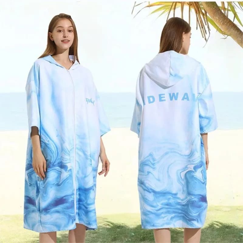 Microfiber Surf Poncho Mute Change Bathrobe Quick Drying Pool Beach Towel Lightweight Hooded Man Woman