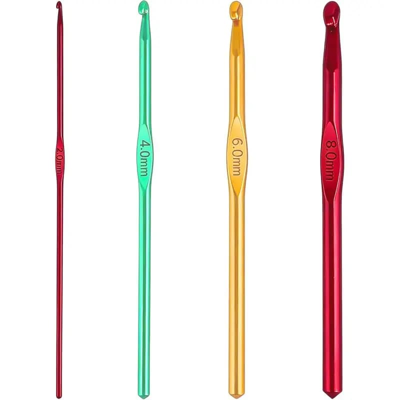 4 Pcs Multicolor Aluminum Crochet Hooks Set for Beginners & Professionals |Knitting Needles with 4 Sizes (2mm, 4mm, 6mm, 8mm),HJ