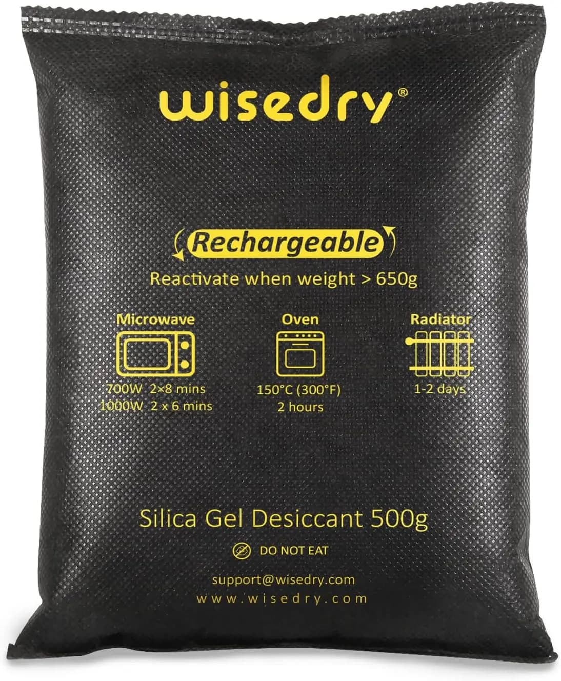4 x 500 grammi [4,4 libbre] Deumidificatore per auto ricaricabile in gel di silice, sacchetti essiccanti a reattivazione rapida per microonde, grandi per armadietti per armi