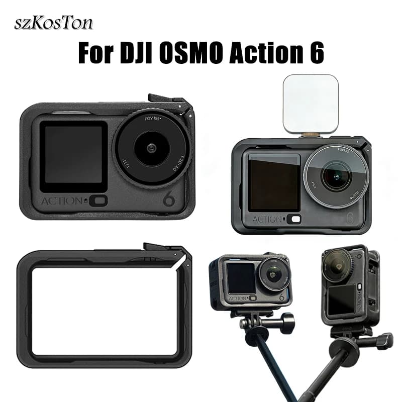 Gabbia per fotocamera per DJI Osmo Action 6 Telaio protettivo con supporto per slitta fredda per accessorio DJI Action 6