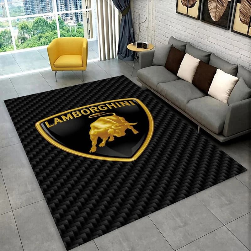 Tappeto Antiscivolo Racing Car L-Lamborghini MOTO per Soggiorno, Camera da Letto, Sala Giochi, Tappeto Morbido per Pavimento, Arredamento Casa, Tappeto per Cameretta Bambini