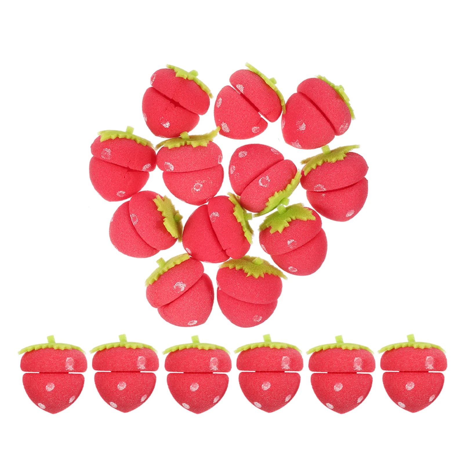 30 Pezzi Bigodini per Capelli a Forma di Fragola, Senza Calore, in Schiuma Flessibile, per Ricci Notturni, per Donne, per Capelli Lunghi e Corti