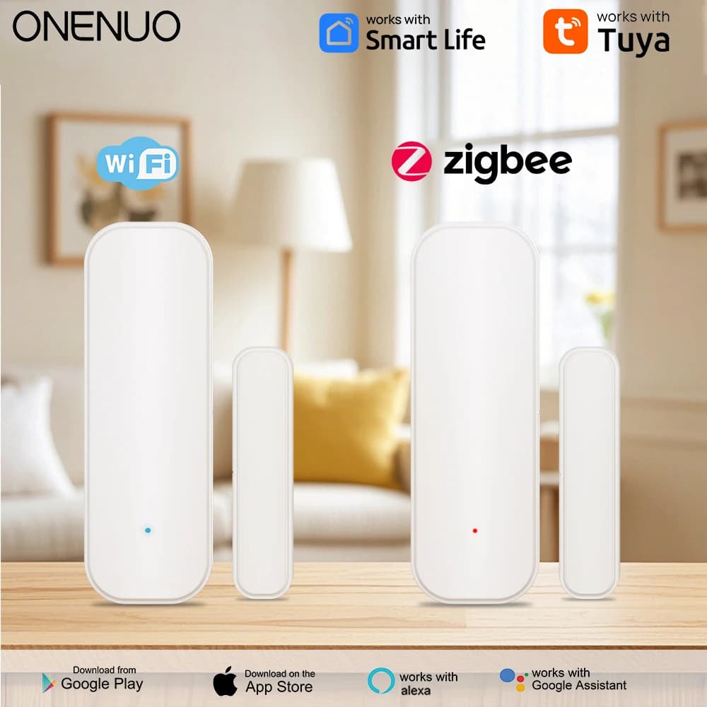 Sensore per porte e finestre WiFi o Zigbee Sistema di allarme di sicurezza domestica intelligente Tuya Controllo vocale tramite Alexa Google Home Smart