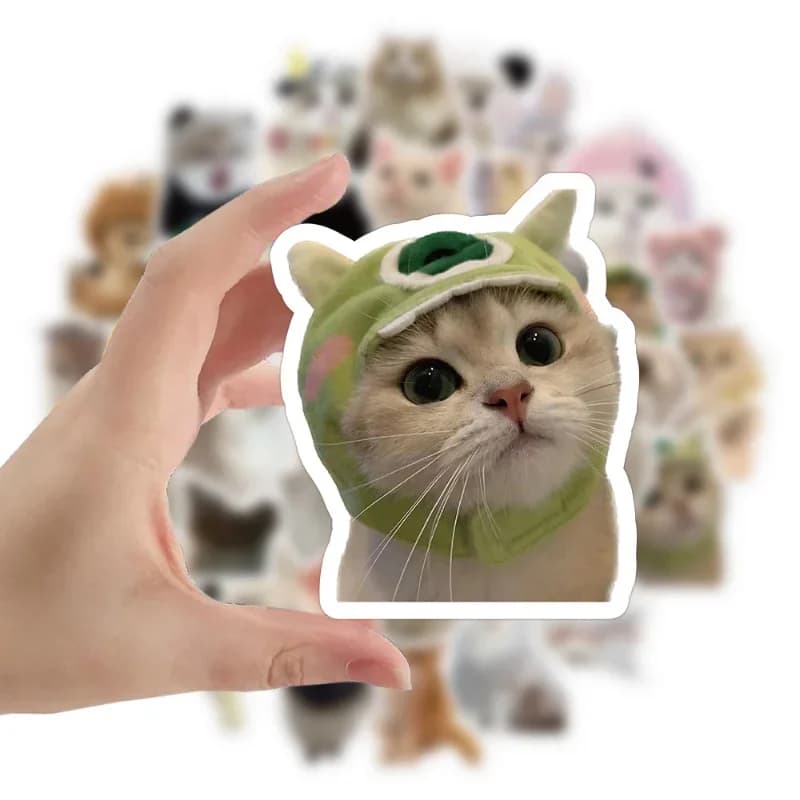 60 pezzi adesivi gatto carino vinile impermeabile gatti divertenti decalcomanie per bottiglia d'acqua laptop skateboard scrapbook bagagli