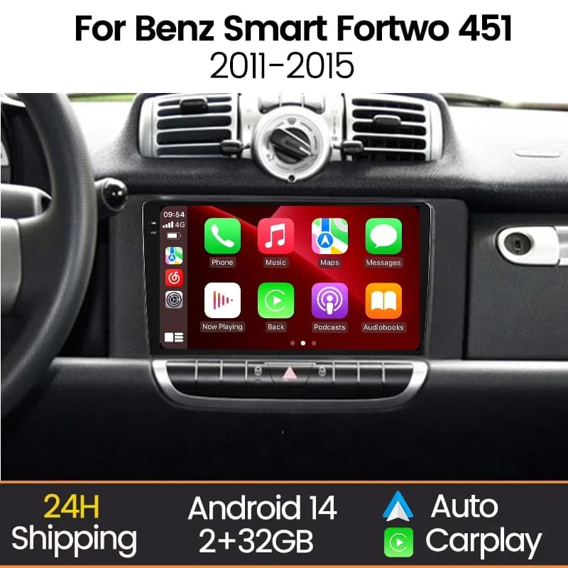 Support Carplay Android System Car Multimedia Player for Mercedes Benz Smart Fortwo 451 2011 2012 2013 2014 2015 Radio GPS Audio