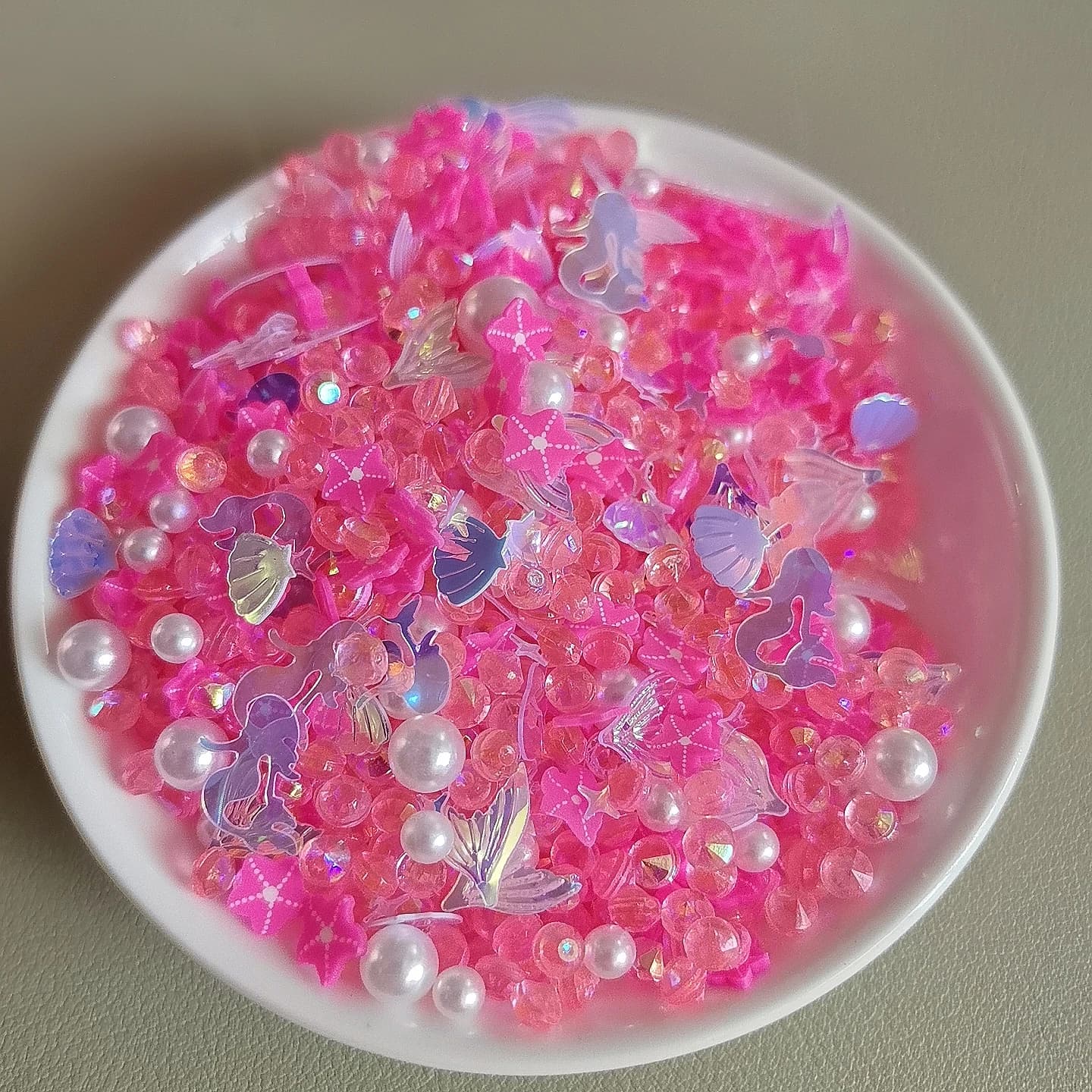 Fettine di Argilla Polimerica a Tema Marino con Conchiglie, Stelle Marine e Sirene, Decorazioni Morbide con Strass e Perle per Feste