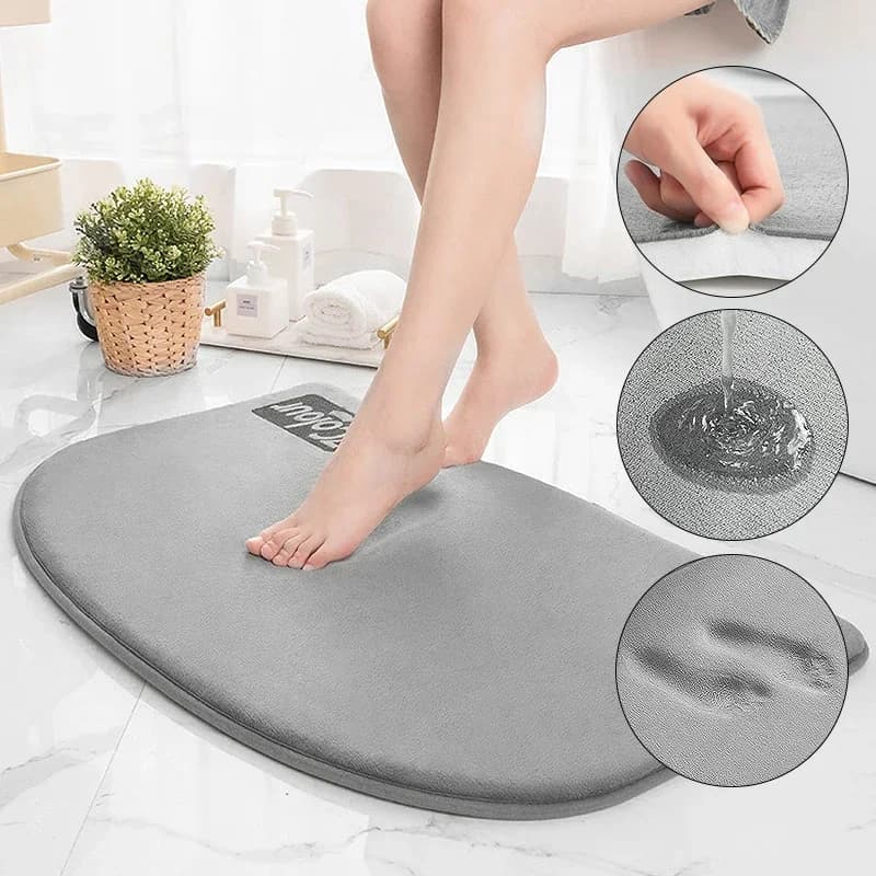 Tappeto da Bagno Assorbente Antiscivolo in Memory Foam e Velluto Corallo, Morbido Tappetino per Vasca e Doccia
