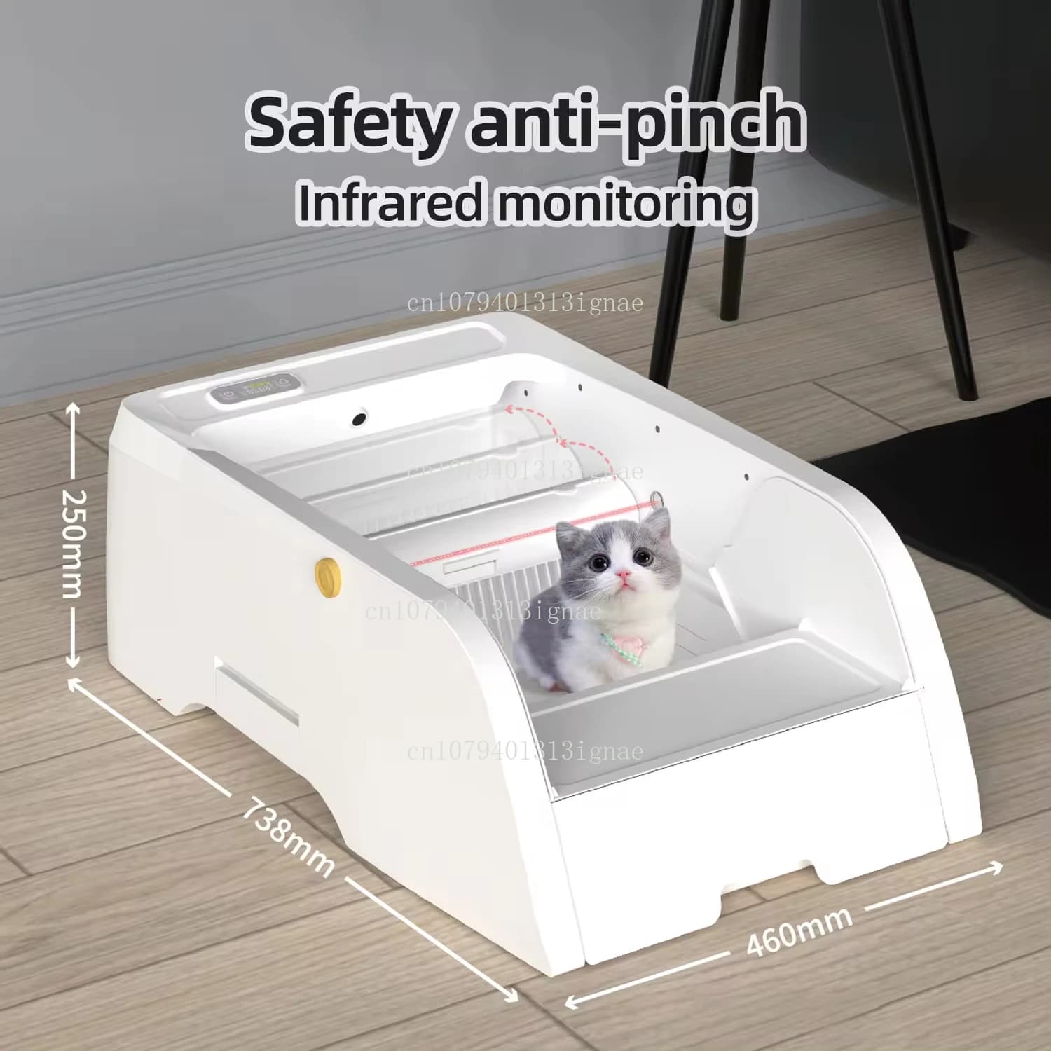 Lettiera per Gatti Autopulente Intelligente Semi-Chiusa Toilette per Animali Domestici con Controllo APP Lettiera in Plastica con Sacchetti per Escrementi