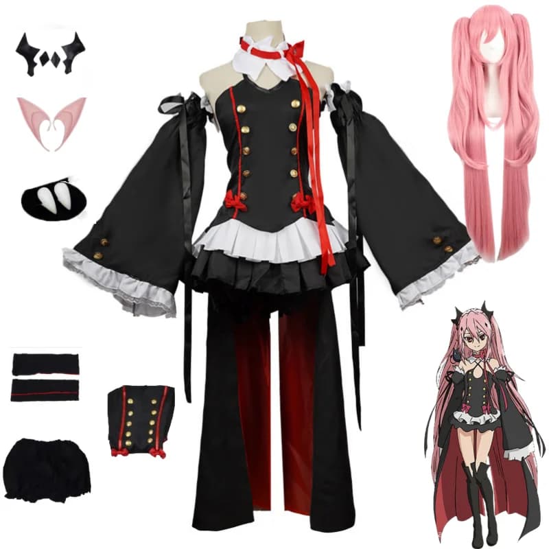 Krul Tepes Costume Cosplay Anime Serafino della Fine Owari No Seraph Krul Tepes Parrucca Cosplay Strega Vampiro Vestito Abiti di Halloween