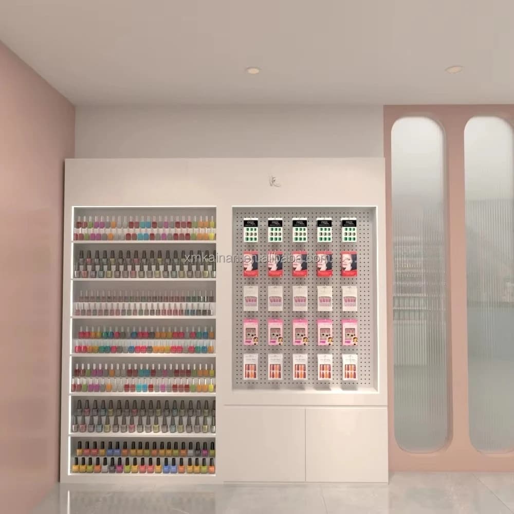 Makeup Shop Interior Design Perfume Shelf Lipstick Essential Oil Bottle Wall Display Rack for Nail Salon Shop Furniture
