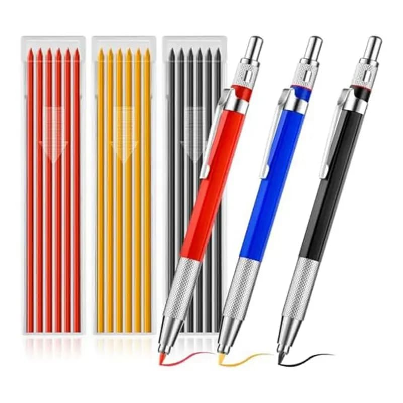 ABBY-Welding Pencil With Round Lead Kit Metal Welding Marker Set For Pipe Joints, Welders, Steel Construction, Carpentry
