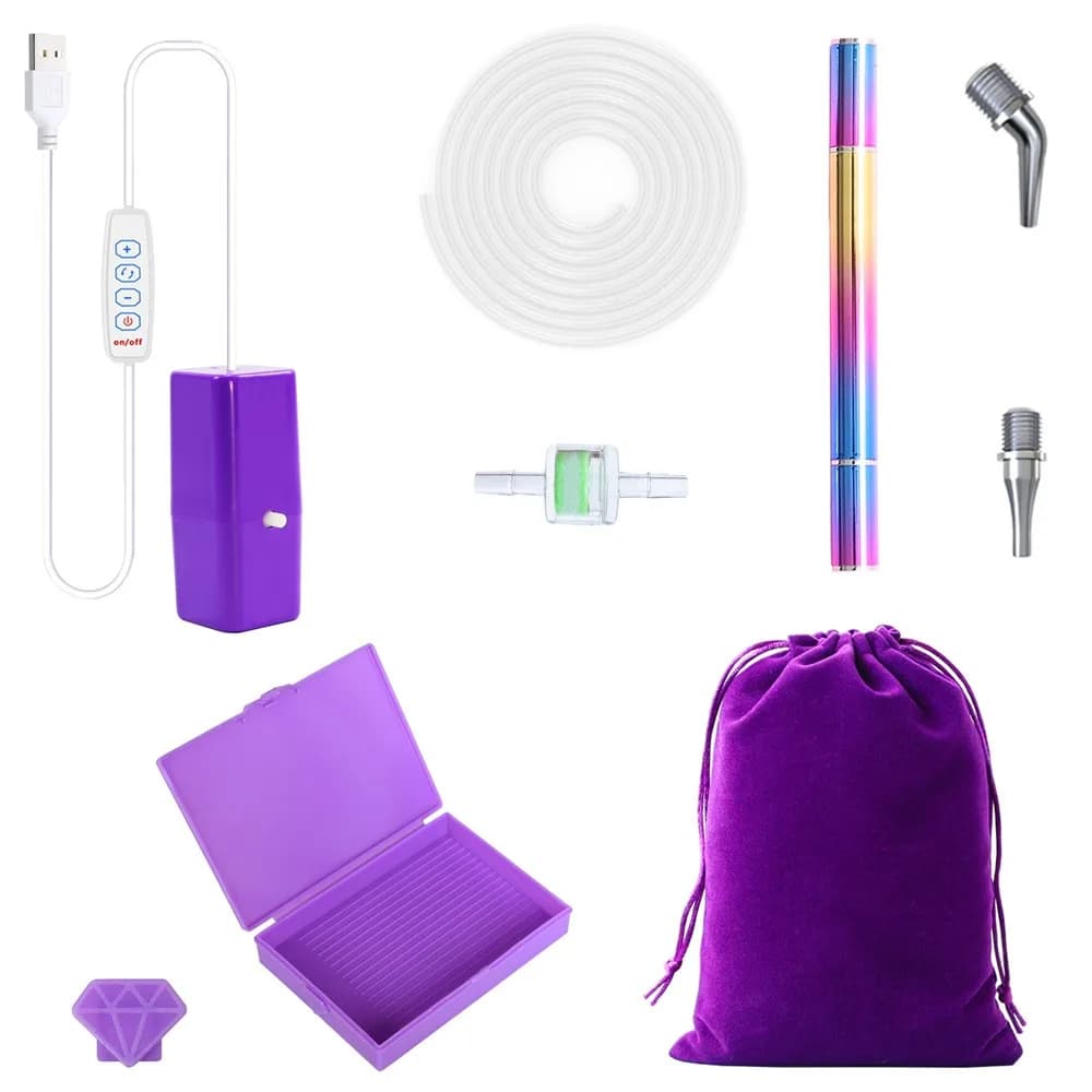 Kit di penne per pittura con diamanti sottovuoto artigianali fai-da-te Cavo USB stabile e di lunga durata Strumento di aspirazione diamantata elettrico con custodia