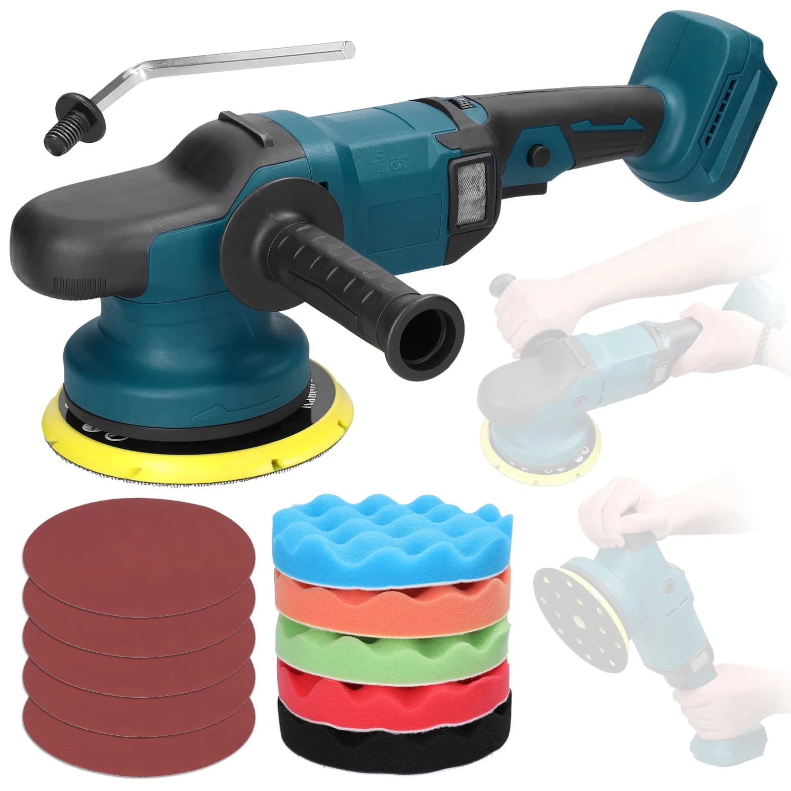 Lucidatrice per Auto da 150mm 6 marce Auto elettrica Cordless Brushless Auto ceretta pulizia lucidatrice levigatura del legno strumento di rimozione della ruggine