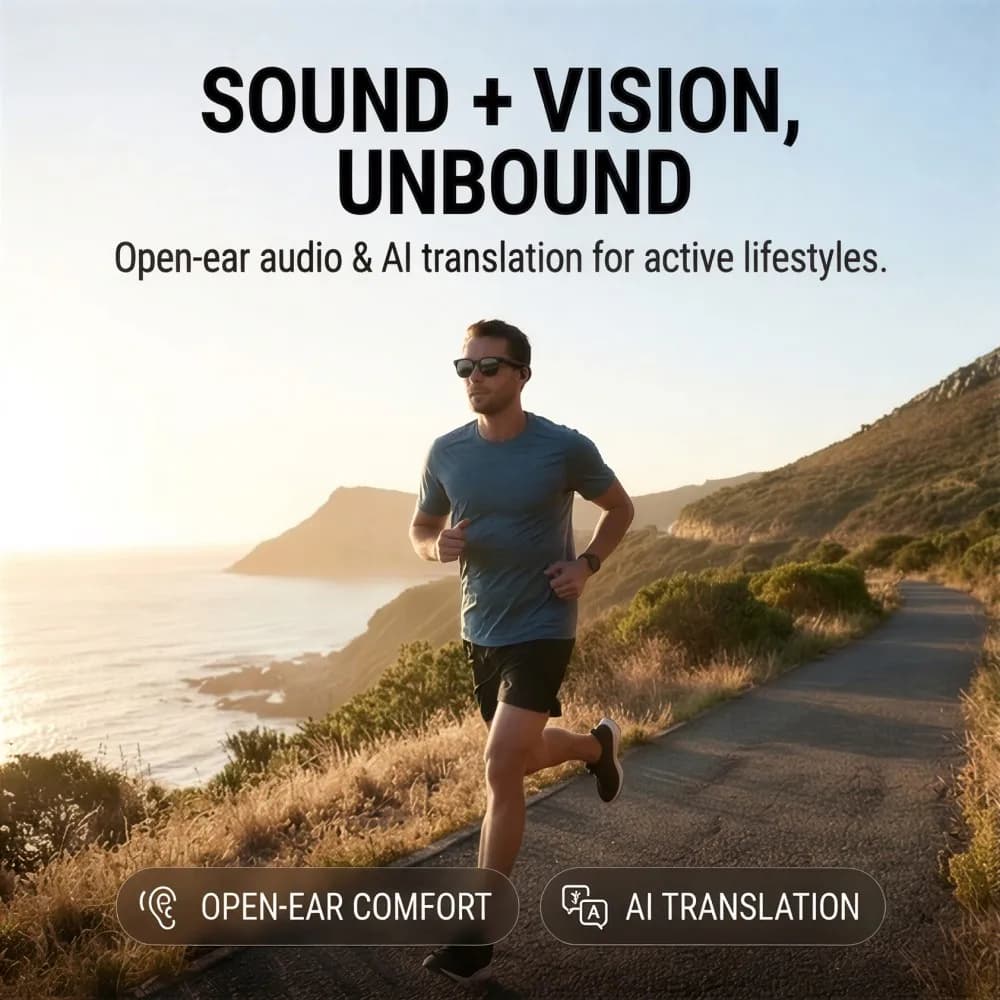 Smart AI Bluetooth Sunglasses with Wireless Calls, Musical Headphones, HIFI Audio, UV Protection, Anti-touch, for Open Sports and Guide