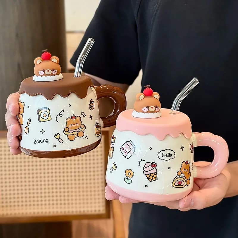 Bear Straw Ceramic Cup Cup for Tea Mug Beer Mugs Coffee Cups Personalized Gift Drinkware Original Breakfast Cups Christmas Funny