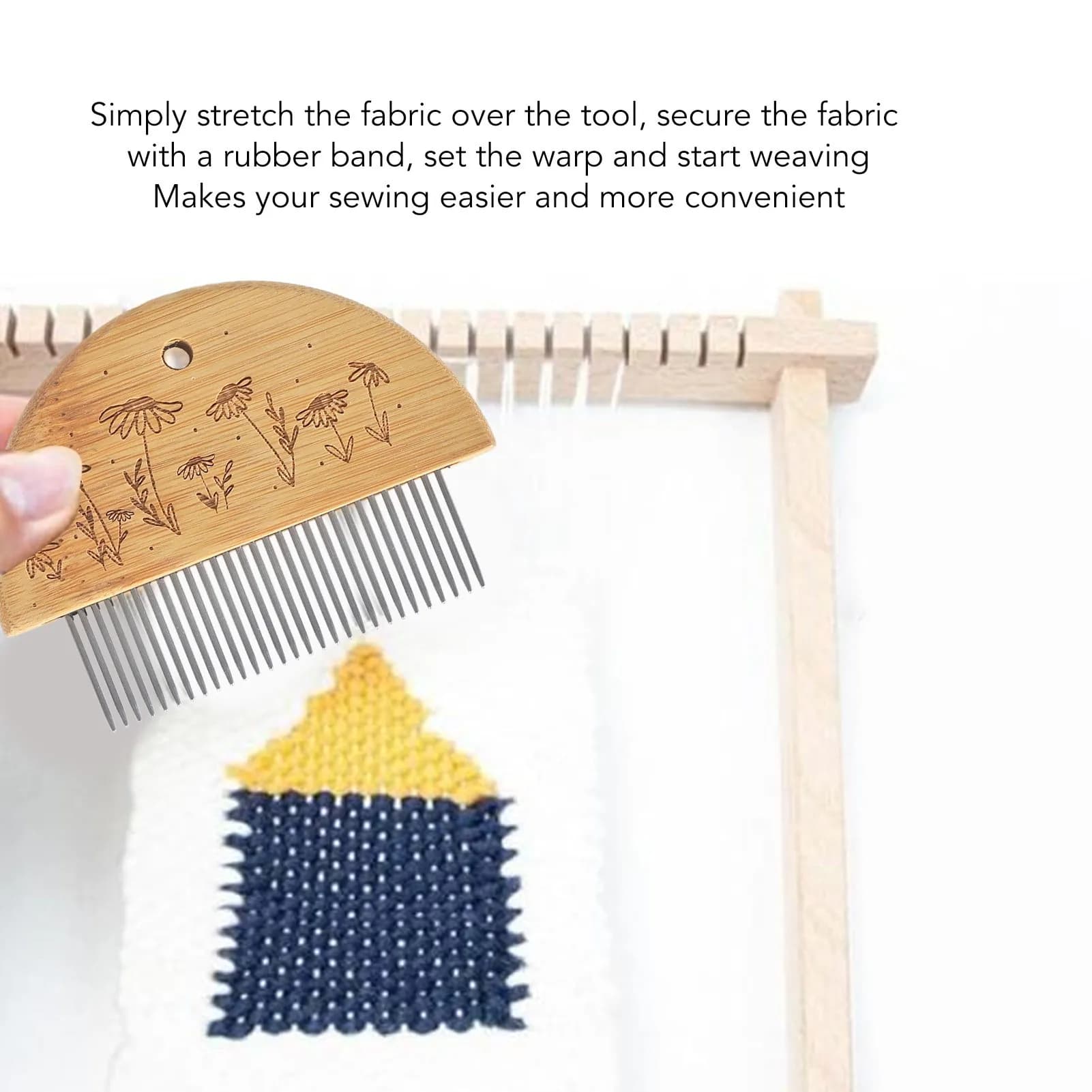 F5 Weaving Loom Comb Professional Wooden Loom Comb Big Eye Needle 4mm Crochet Needle Set for Making DIY Crafts Tool